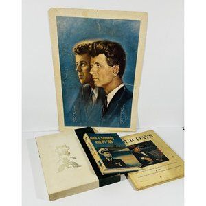 John F Kennedy Lot President Print Books Winston Churchill History Assasination